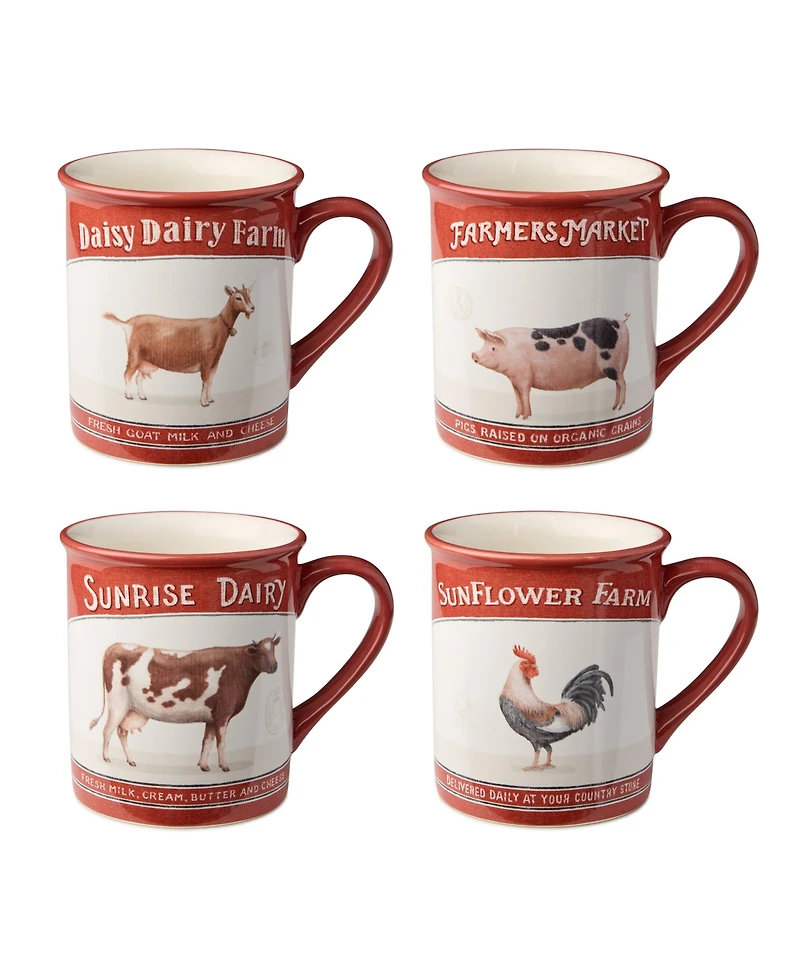 Certified International Vintage Farm Mugs, Set of 4