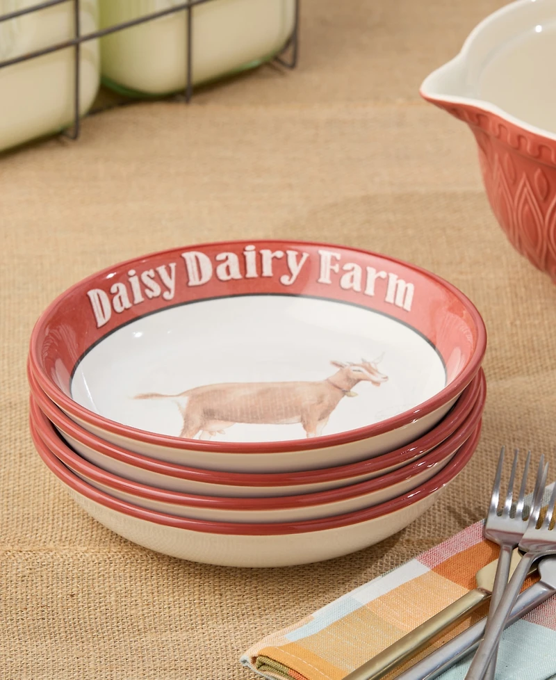 Certified International Vintage Farm Soup Bowls, Set of 4, Service for 4