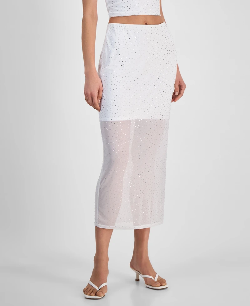 Bar Iii Women's Rhinestone Mesh Tube Skirt, Exclusively at Macy's
