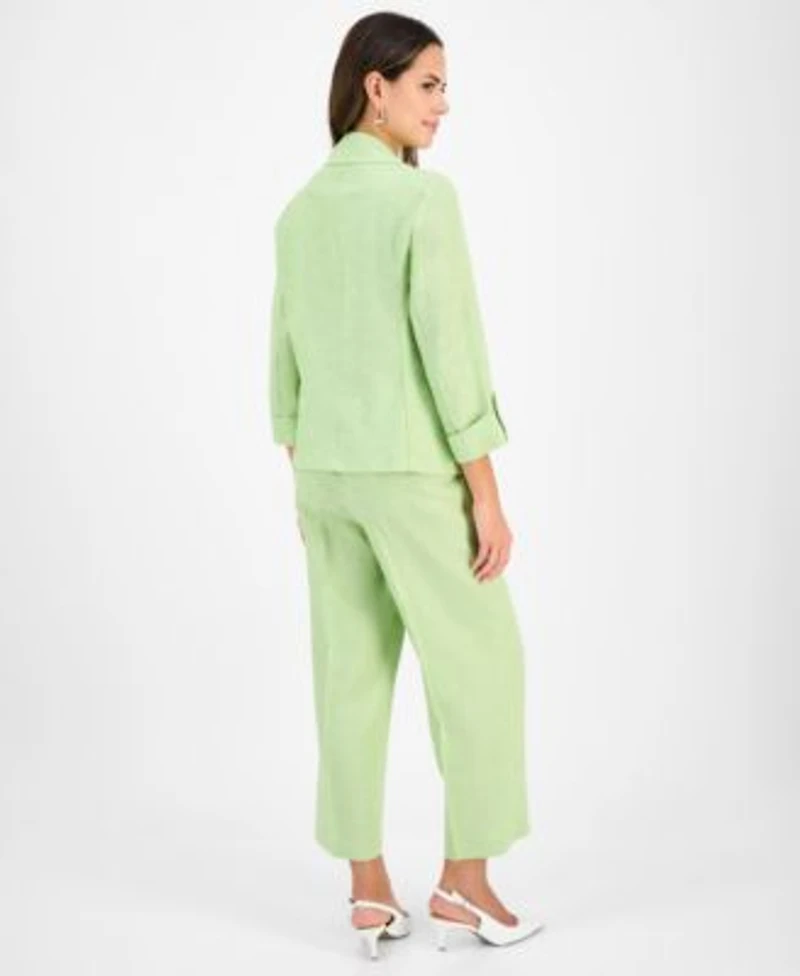 Kasper Womens Blazer V Neck Top Pull On Pants