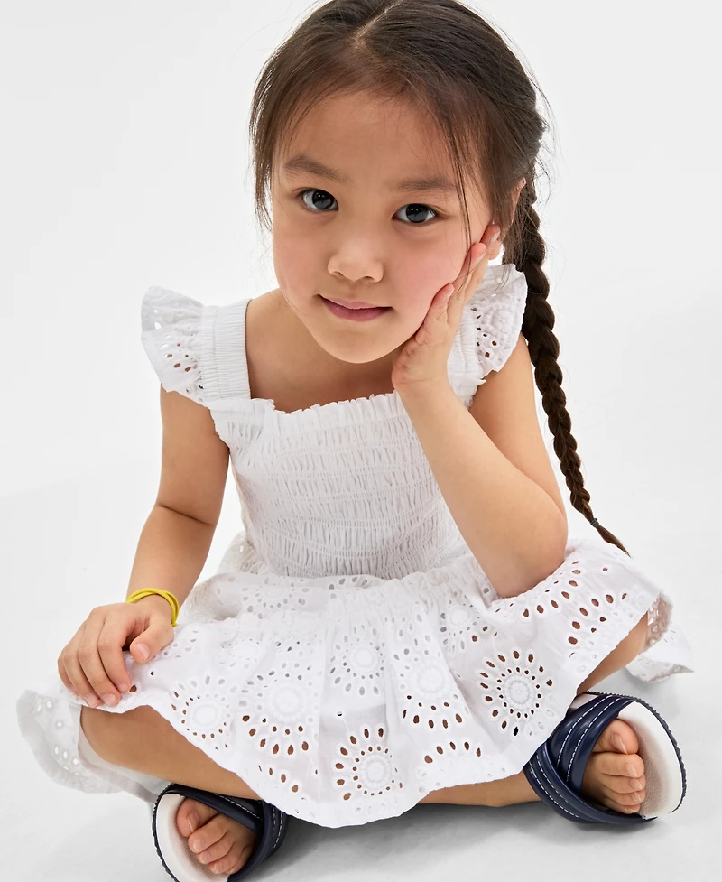On 34th Little Girl's Cotton Eyelet Smocked Mommy & Me Flutter-Sleeve Dress, Exclusively at Macy's
