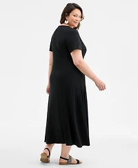 Style & Co Plus Solid Short-Sleeve Maxi Dress, Exclusively at Macy's