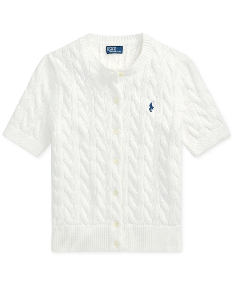 Polo Ralph Lauren Women's Cable-Knit Cotton Short-Sleeve Cardigan