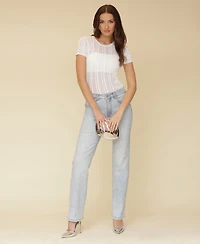 Avec Les Filles Women's Short-Sleeve Drop-Stitch Knit Top