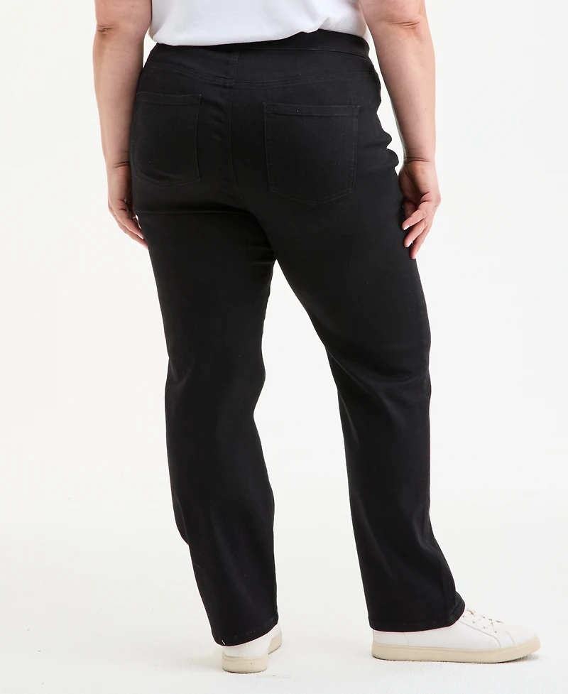 Style & Co Plus Size Straight-Leg Pull-On Jeans, Exclusively at Macy's