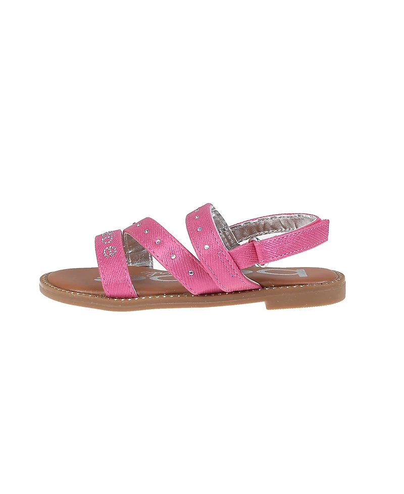 Bebe Little Girls Flat with Rhinestone and Ornamentation Sandals