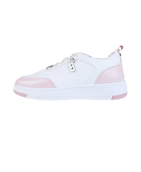Bebe Little Girls Low Top Court with Shimmer Two Tone Piecing Sneakers