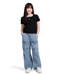 Calvin Klein Big Girls Short Sleeves Square Neck Ribbed T-shirt