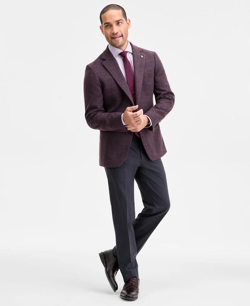 Ted by Baker Men's Modern-Fit Maroon Textured Sport Coat