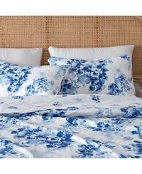 Linery & Co. Blue Watercolor Florals Microfiber Quilt Set With Shams