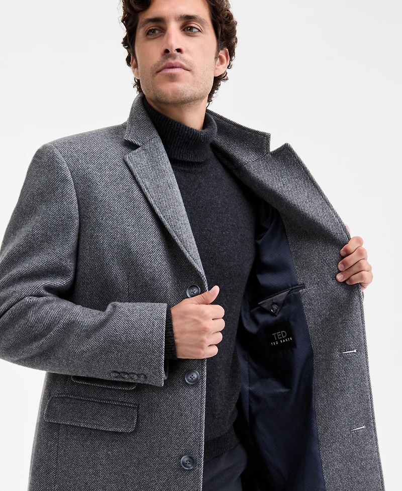Men's Classic-Fit Twill Wool-Blend Overcoat
