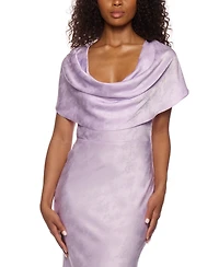 Alex & Sophia Juniors' Cowlneck Satin Jacquard Gown