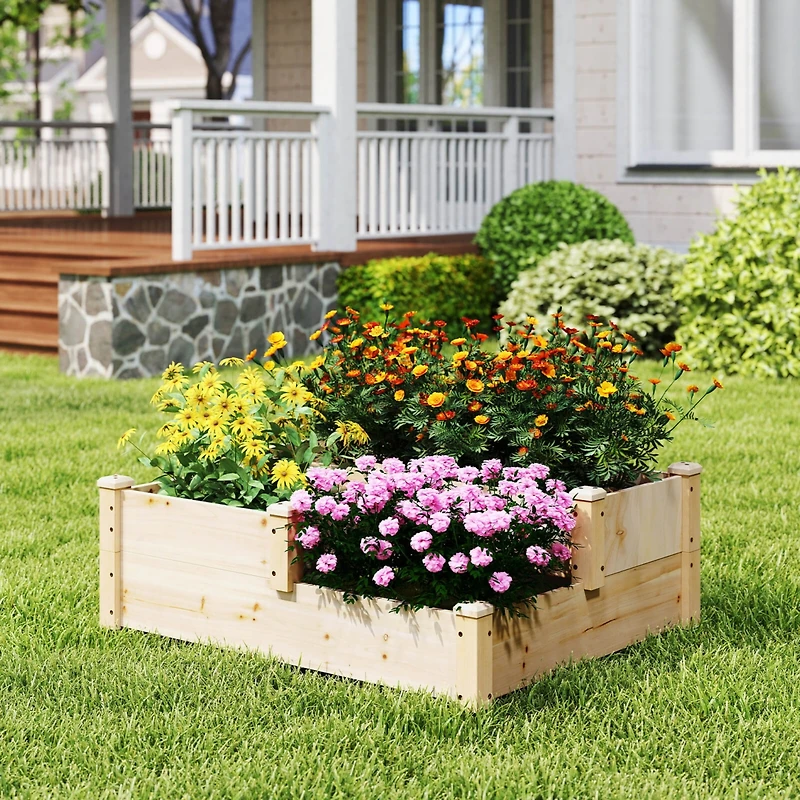 3-Tier Outdoor Raised Garden Bed Vegetable Planter Box for Patio Lawn Backyard