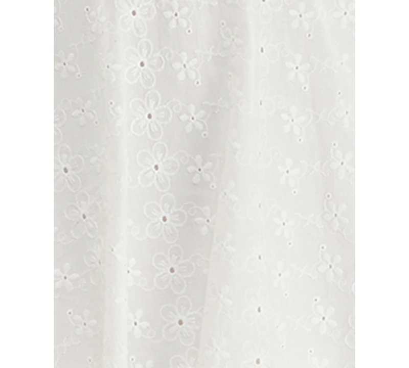 Crystal Doll Juniors' Embroidered Eyelet Puff-Sleeve Dress