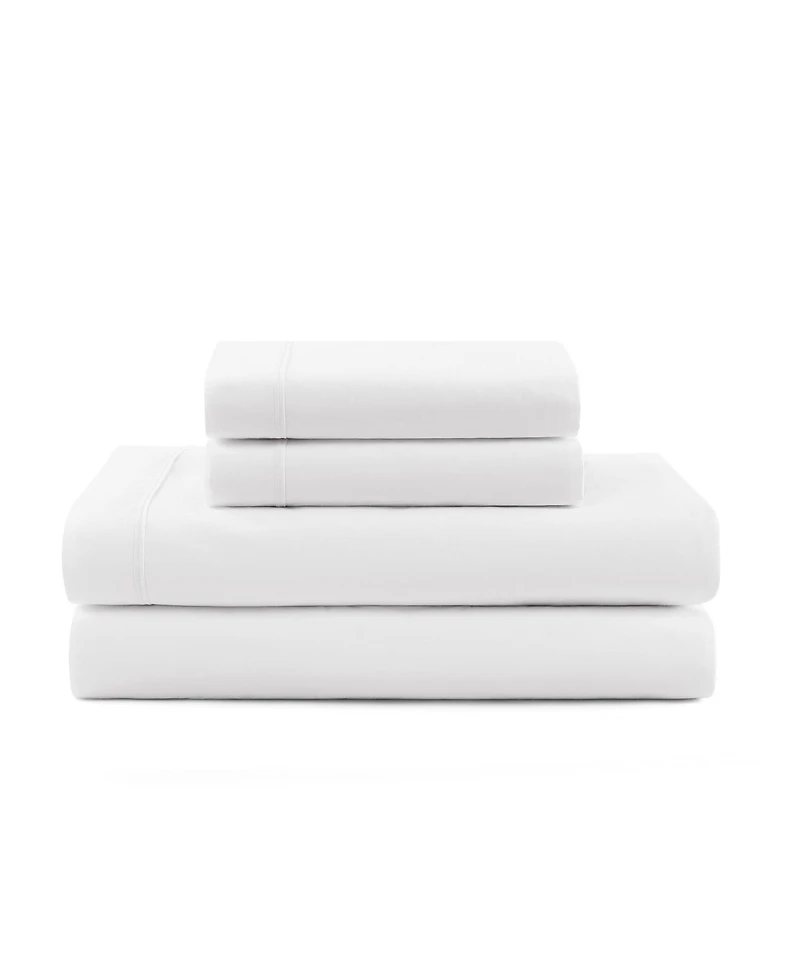 Tommy Hilfiger Solid 200-Thread Count Hem Stripe Cotton Percale -Pc. Sheet Set