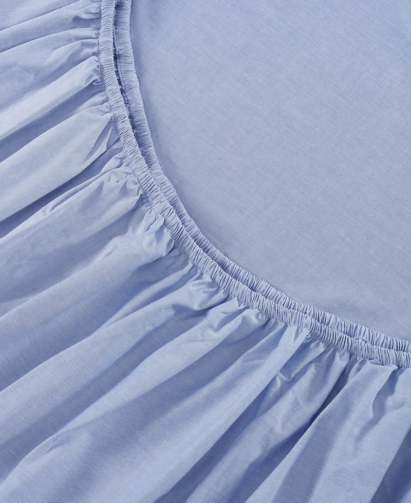 Tommy Hilfiger Solid 144-Thread Count Cotton Chambray Washed -Pc. Sheet Set