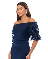 Xscape Petite Lace Off-The-Shoulder Sleeve Gown