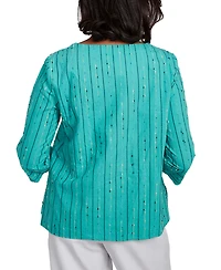 Alfred Dunner Petite Nantucket Spliced 3/4-Sleeve Top