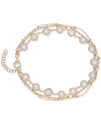 Cultured Freshwater Pearl (6mm) Triple-Strand Bracelet in 18k Gold-Plated Sterling Silver