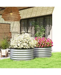 Outsunny Raised Garden Beds, Set of 2 Galvanized Planter Boxes, Φ3' x 1.4'