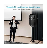 SereneLife 15" Portable Bluetooth Pa Speaker with Dual Wireless Mics, 1600W