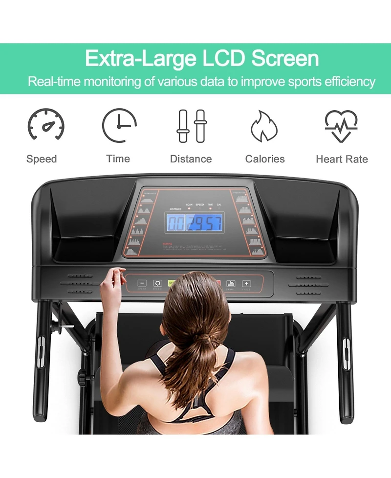Electric Foldable Treadmill with Lcd Display and Heart Rate Sensor