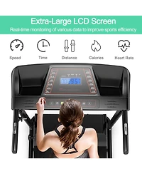 Electric Foldable Treadmill with Lcd Display and Heart Rate Sensor
