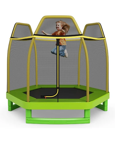 7 Ft Trampoline for Kids, Heavy Duty Steel Frame Small Mini Toddler Trampoline, Great Gifts for Boys Girls, Outdoor Indoor Kids Trampoline with Net, f