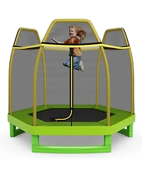 7 Ft Trampoline for Kids, Heavy Duty Steel Frame Small Mini Toddler Trampoline, Great Gifts for Boys Girls, Outdoor Indoor Kids Trampoline with Net, f