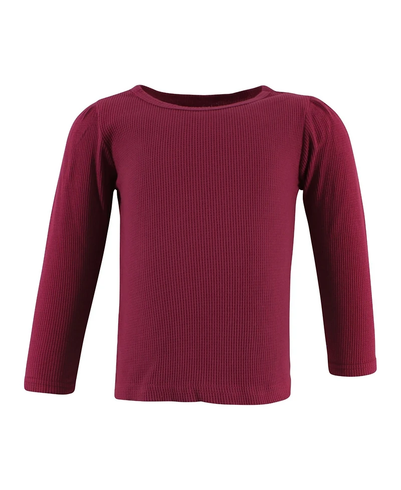 Hudson Baby Girls Thermal Long Sleeve Tees 5pk, Dusty Rose Floral