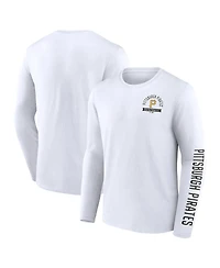 Fanatics Men's White Pittsburgh Pirates Press Box Long Sleeve T-Shirt