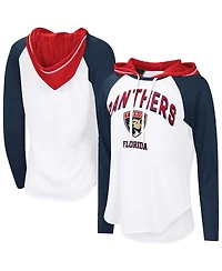 G-iii 4Her by Carl Banks Women's White Florida Panthers Vip Raglan Long Sleeve Hoodie T-Shirt