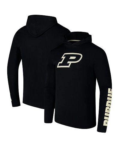 Colosseum Men's Black Purdue Boilermakers Logo Lockup Active Blend Long Sleeve T-Shirt Hoodie