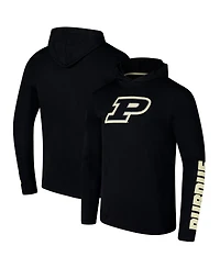 Colosseum Men's Black Purdue Boilermakers Logo Lockup Active Blend Long Sleeve T-Shirt Hoodie