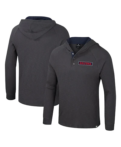 Colosseum Men's Charcoal Arizona Wildcats DuJour Raglan Long Sleeve Henley Hoodie T-Shirt