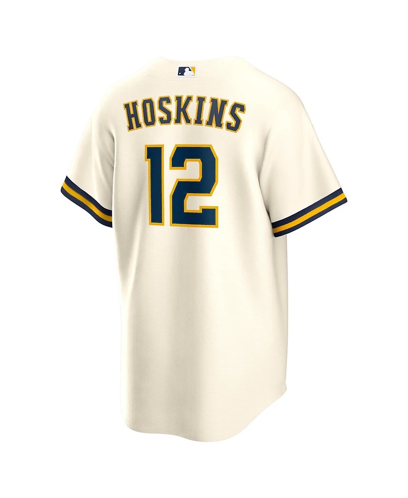 Nike Men's Rhys Hoskins Cream Milwaukee Brewers Home Replica Player Jersey