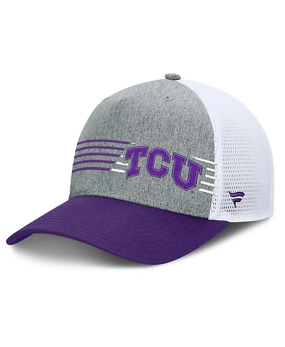 Fanatics Men's Heather Gray/Purple Tcu Horned Frogs Profile Trucker Adjustable Hat