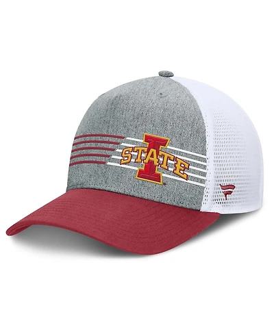 Fanatics Men's Heather Gray/Cardinal Iowa State Cyclones Profile Trucker Adjustable Hat