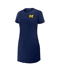 Fanatics Women's Navy Michigan Wolverines Relaxed Fit Drape T-Shirt Dress