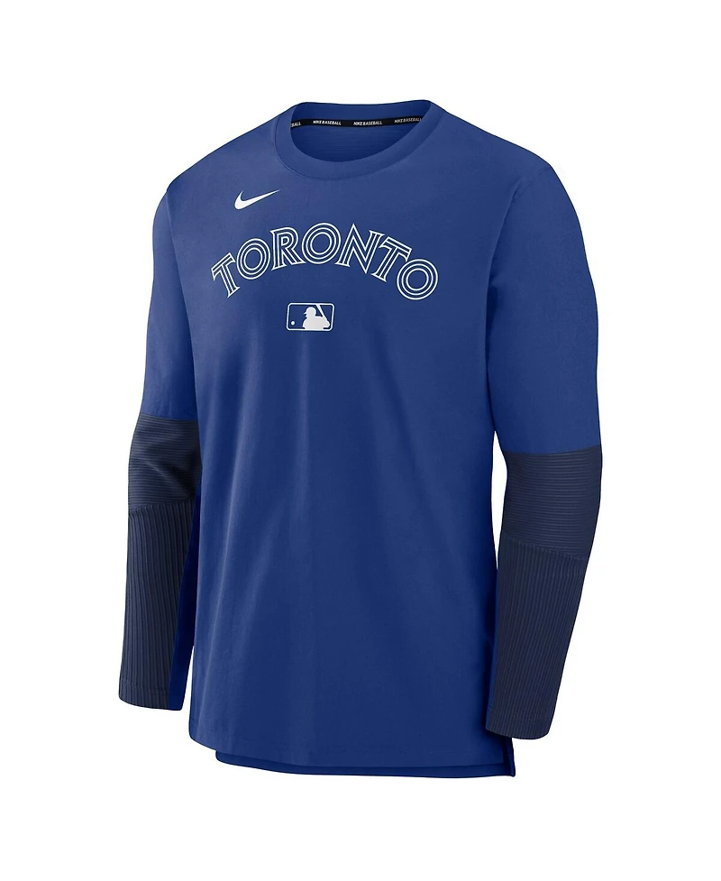 Nike Men's Royal/Navy Toronto Blue Jays Authentic Collection Lightweight Player Tri-Blend Performance Pullover Sweatshirt