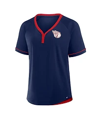 Fanatics Women's Navy Cleveland Guardians League Diva Star Raglan V-Neck T-Shirt