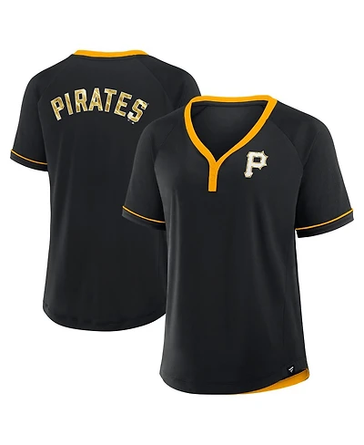 Fanatics Women's Black Pittsburgh Pirates League Diva Star Raglan V-Neck T-Shirt