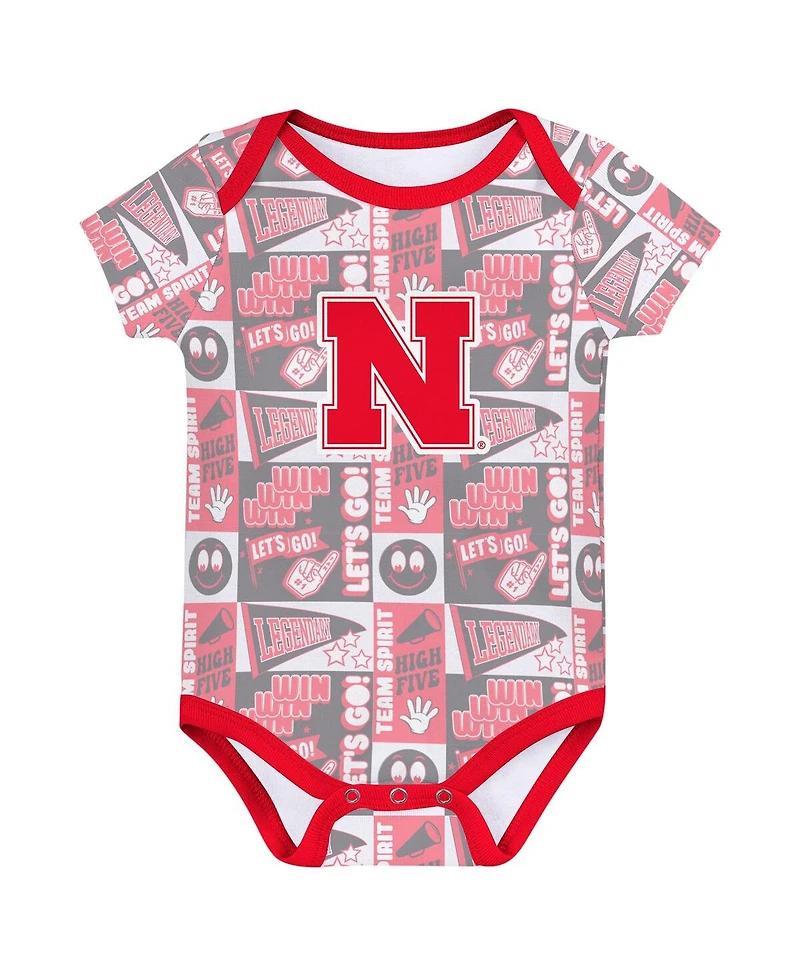 Outerstuff Newborn Scarlet Nebraska Huskers Sunday Comics Bodysuit 3-Pack
