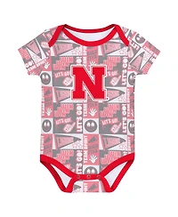 Outerstuff Newborn Scarlet Nebraska Huskers Sunday Comics Bodysuit 3-Pack