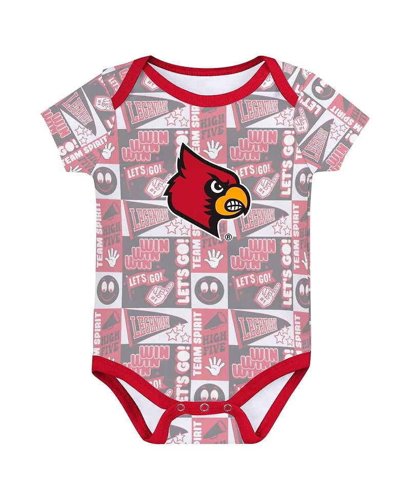 Outerstuff Newborn Red Louisville Cardinals Sunday Comics Bodysuit 3-Pack