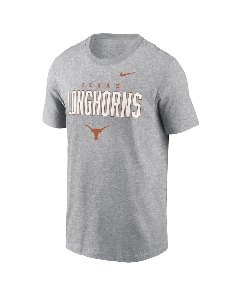 Nike Men's Heather Gray Texas Longhorns Campus 2-Hit Primary Mascot T-Shirt