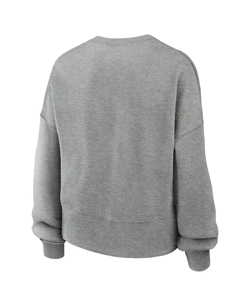 Jordan Women's Heather Gray Michigan Wolverines Essential Fleece Oversized Logo Pullover Sweatshirt