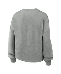 Jordan Women's Heather Gray Michigan Wolverines Essential Fleece Oversized Logo Pullover Sweatshirt