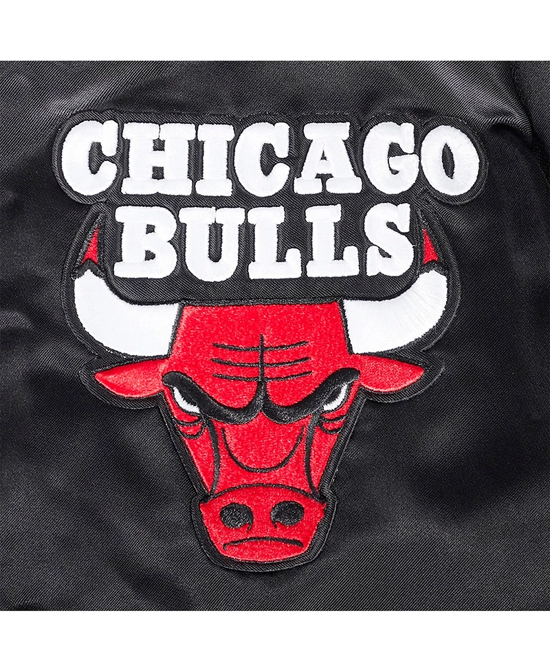 Pro Standard Women's Black Chicago Bulls Jeweled Satin Full-Snap Jacket