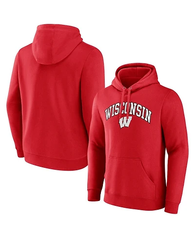 Fanatics Men's Red Wisconsin Badgers Arched Logo Pullover Hoodie
